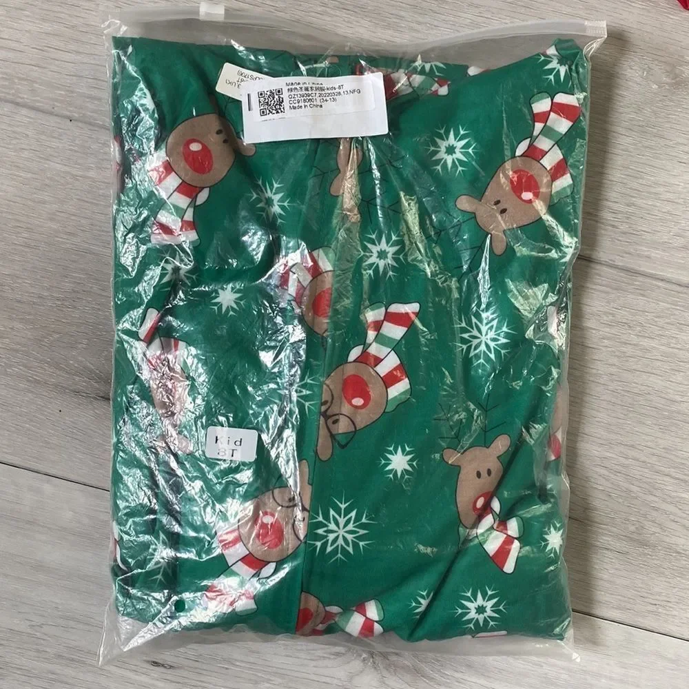 Pjs Matching Onsie Green Reindeer Adult and‎ children size NWT in packaging